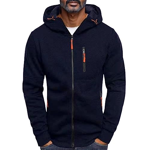 Zqkert Kapuzenpullover Herren mit Reißverschluss Oversize Reflektierendes Band Gut Sichtbarer Sicherheitsmantel mit Reißverschlüssen Sweatshirt Top von Zqkert