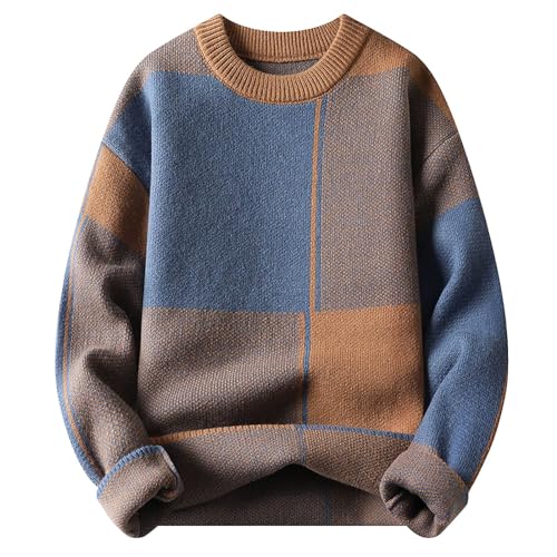 Zqkert Pullover Herren Winter Wolle XL Herren Strickpullover Grobstrick Pullover mit Zopfstrickmuster Reißverschluss Baumwolle Regular Fit Herren von Zqkert