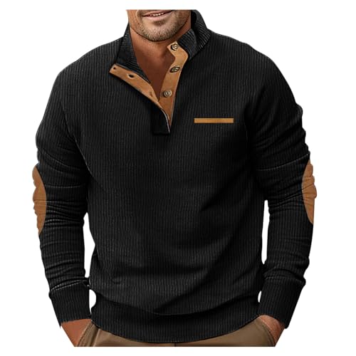 Zqkert Sweatshirt Herren Ohne Kapuze Baumwolle Zip Pullover Herren Warme Fleece Pullover Sweatshirts Winter Langarm Shirts mit Fleecefutter Male von Zqkert