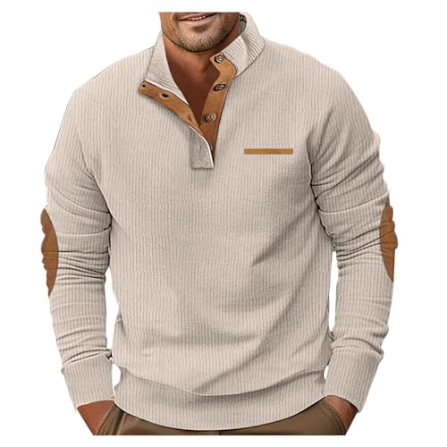 Zqkert Sweatshirt Herren Ohne Kapuze Baumwolle Zip Pullover Herren Warme Fleece Pullover Sweatshirts Winter Langarm Shirts mit Fleecefutter Male von Zqkert