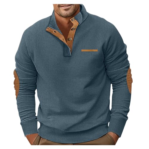 Zqkert Sweatshirt Herren Ohne Kapuze Baumwolle Zip Pullover Herren Warme Fleece Pullover Sweatshirts Winter Langarm Shirts mit Fleecefutter Male von Zqkert