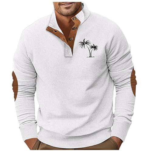 Zqkert Sweatshirt Herren Ohne Kapuze Baumwolle mit V Ausschnitt Baumwolle Shirt Longsleeve Herren Oberteile Freizeit Basic Sweatshirt Soft Herbst von Zqkert