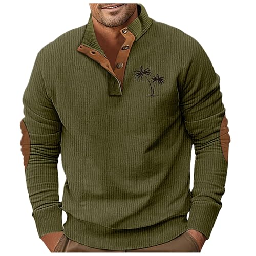 Zqkert Sweatshirt Herren Ohne Kapuze Baumwolle mit V Ausschnitt Baumwolle Shirt Longsleeve Herren Oberteile Freizeit Basic Sweatshirt Soft Herbst von Zqkert