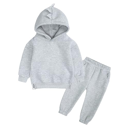 Zqkert Trainingsanzug Kinder für Jungen und Mädchen Einfarbig Hoodie und Hose Set Jogginganzug Modische Langarm mit Kapuz Bequemer Fleecefutter Zweiteiler Outfit-Set Freizeit Sportanzug von Zqkert