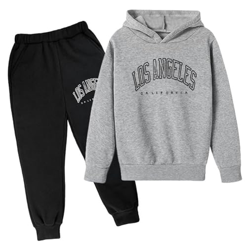 Zqkert Trainingsanzug Kinder für Jungen und Mädchen Freizeit Brief Gedruckt Jogginganzug 2 PC Sweatsuit Set Bequemer Modische Hoodie und Hose Set Unisexe Langarm mit Kapuz Sportanzug von Zqkert