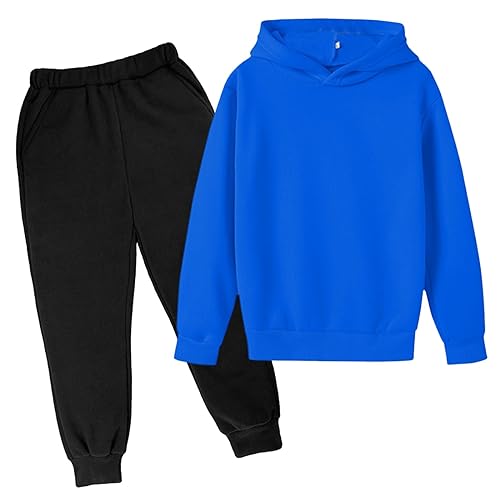 Zqkert Trainingsanzug Kinder für Jungen und Mädchen Langarm Einfarbig Hoodie und Hose Set Jogginganzug Modische mit Kapuz Taschen Bequemer Zweiteiler Outfit-Set Freizeit Sportanzug von Zqkert