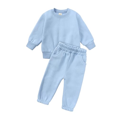 Zqkert Trainingsanzug Kinder für Jungen und Mädchen Langarm Einfarbig Sweatshirt und Hose Set Jogginganzug Modische Bequemer Rundhals Zweiteiler Outfit-Set Freizeit Sportanzug von Zqkert