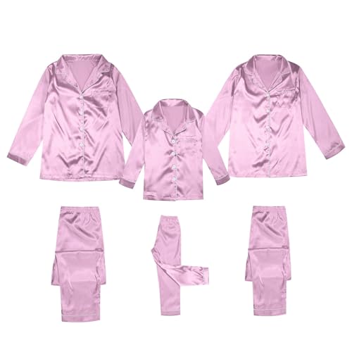 Zqkert Weihnachten Schlafanzug Familien Pyjama Set Paare Casual Schlank Langarm Tops+Hosen Satin-Pyjama-Set Weich Familien Nachtwäsche Matching Pyjamas für Damen Herren Kinder 2-teilig von Zqkert