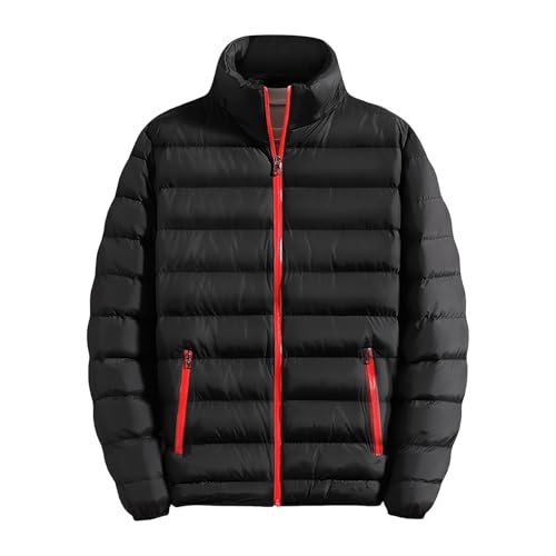 Zqkert Winterjacke Herren Lang 4XL Glossy Puffer Jacket Black Jacke Herren Wege Reißverschluss Innentasche mit Reißverschluss Kordelzug von Zqkert