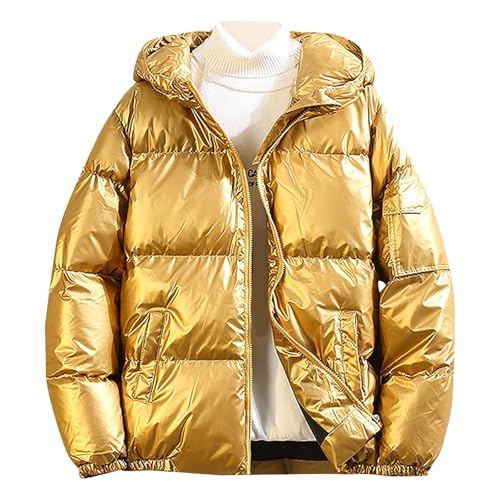 Zqkert Winterjacke Herren Lang 4XL Jacket Daunenjacke Herren Puffer mit Kapuze Jacke Parka Gefüttert Schwarz Einfarbig Steppjacke von Zqkert