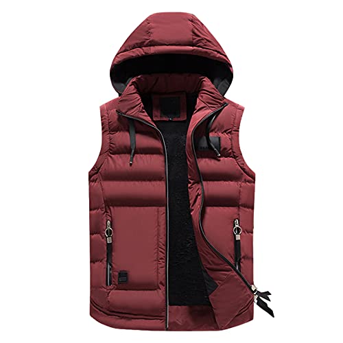 Zqkert Winterjacke Herren Lang Daunen Warme Winterjacke Puffer Jacke Steppjacke Jacket Lederjacke Kunstleder Bikerjacke mit Abnehmbarer Kapuze von Zqkert