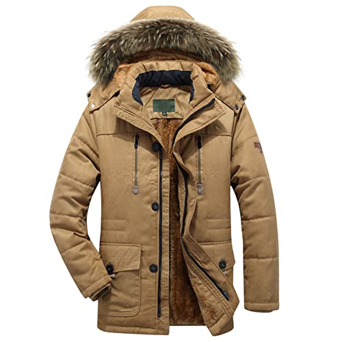 Zqkert Winterjacke Herren Lang Warm Gefüttert 4 XL Winterjacke mit Futter Hooded Parka Herren Jacke Basic Bubble Jacket Winterjacke für Männer mit Kapuze von Zqkert