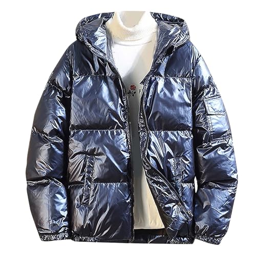 Zqkert Winterjacke Herren Lang Warm Gefüttert Jacket Daunenjacke Herren Puffer mit Kapuze Jacke Parka Gefüttert Schwarz Einfarbig Steppjacke von Zqkert