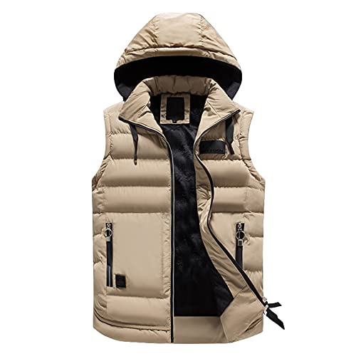 Zqkert Winterjacke Herren Lang Warm Gefüttert Warme Winterjacke Puffer Jacke Steppjacke Jacket Lederjacke Kunstleder Bikerjacke mit Abnehmbarer Kapuze von Zqkert