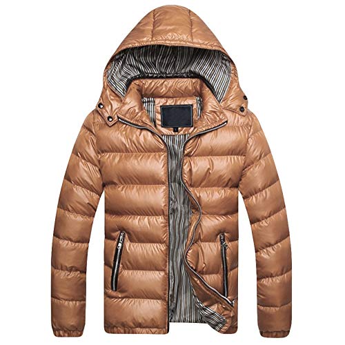 Zqkert Winterjacke Herren Lang Warm in vielen Farben Hooded Puffer Jacket Black Jacke Herren Wege Reißverschluss Abnehmbare Kapuze Logo von Zqkert