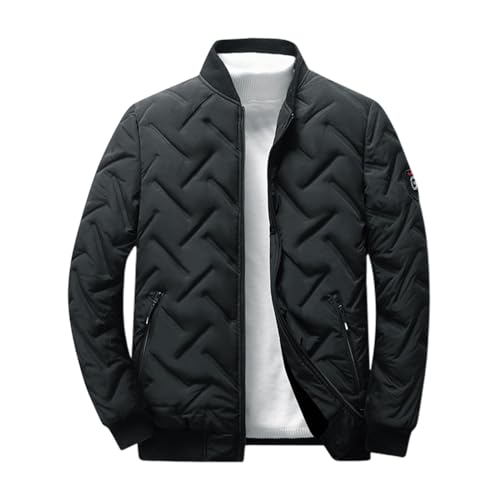 Zqkert Winterjacke Herren Lang mit Fell Blousonjacke Jacke mit Kariertem Futter Gefertigt Herren mit Reißverschluss Klassische Bomberjacke von Zqkert