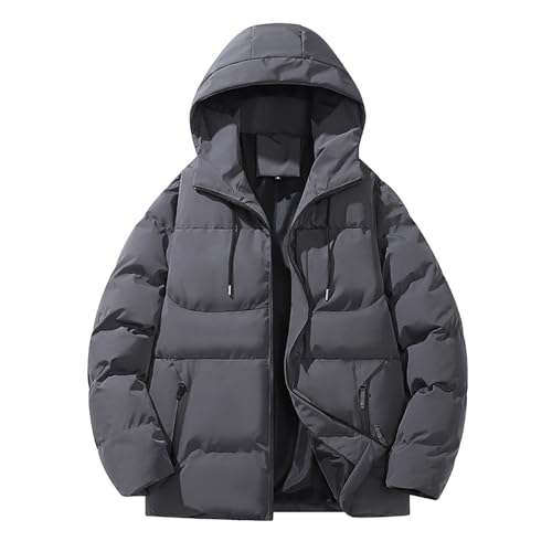 Zqkert Winterjacke Herren Lang mit Fell Herren Hood Bomber Jacke Male Gefütterte Jacke Gefütterte Jacke Herren Gewebt Jacquard Gepolsterte Jacke von Zqkert