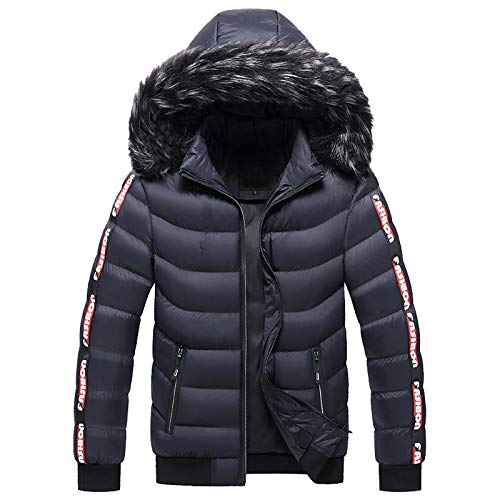 Zqkert Winterjacke Herren Lang mit Fell Herren Motorrad Revers Asymmetrisch Reißverschluss Blet Slim Fit Biker Bomberjacke Coat Schwarz Herren von Zqkert