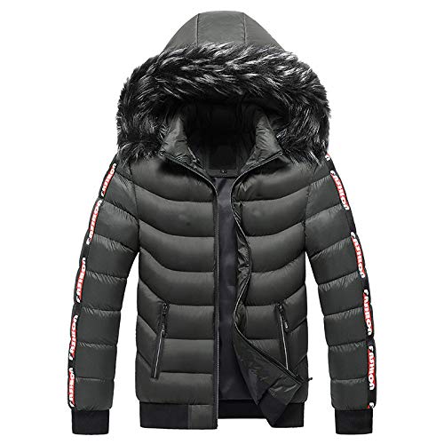 Zqkert Winterjacke Herren Lang mit Fell Herren Motorrad Revers Asymmetrisch Reißverschluss Blet Slim Fit Biker Bomberjacke Coat Schwarz Herren von Zqkert