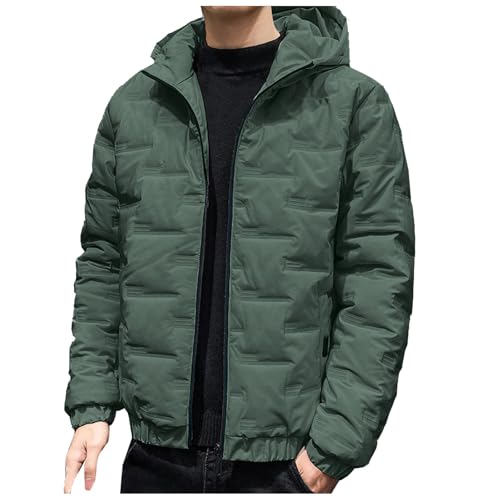 Zqkert Winterjacke Herren Lang mit Fell Herren Übergangsjacke Reißverschluss Freizeitjacke Sportjacke Steppjacke Kapuze Stehkragen Street Style von Zqkert