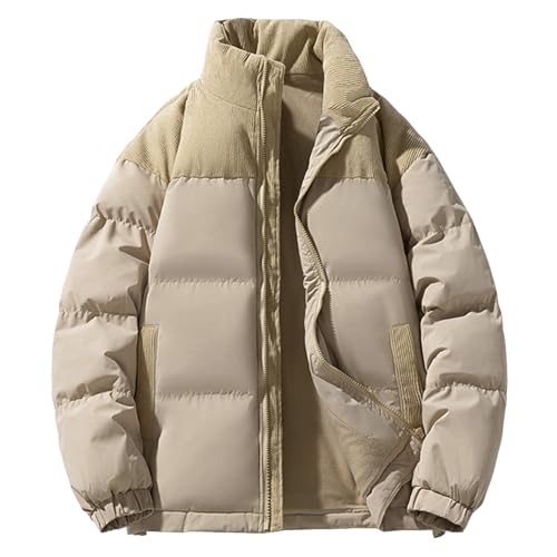 Zqkert Winterjacke Herren Lang mit Fell Kapuzenjacke Casual Puffer Jacket Basic Übergangsjacke Outdoor Baumwolle Kleidung Puffer Jacket von Zqkert