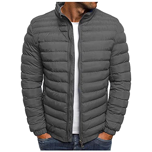 Zqkert Winterjacke Herren Lang mit Fell Men Relaxed Fit Duck Blanket Lined Jacket Herren Steppjacke Lässige Jacke Herren Zip Through Hooded von Zqkert