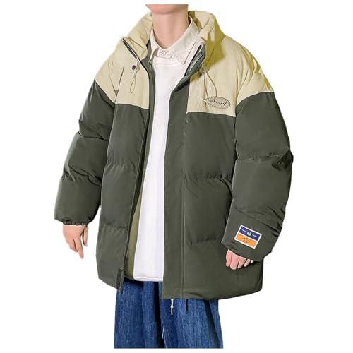 Zqkert Winterjacke Herren Lang mit Fell Übergangsjacke Frühlingsjacke Stehkragen Cargo Jacke Baumwolle Arbeitsjacke mit Vielen Taschen Herren von Zqkert