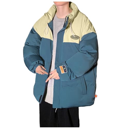 Zqkert Winterjacke Herren Lang mit Fell Übergangsjacke Frühlingsjacke Stehkragen Cargo Jacke Baumwolle Arbeitsjacke mit Vielen Taschen Herren von Zqkert