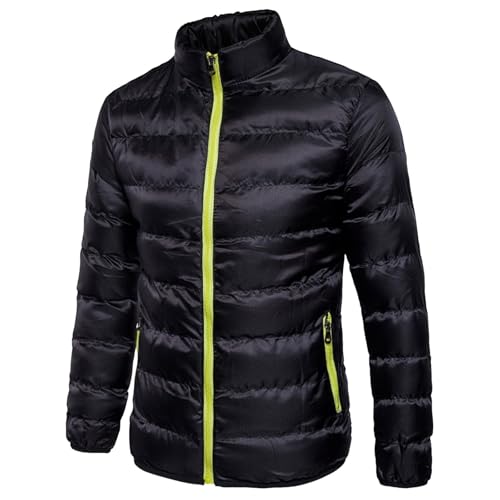 Zqkert Winterjacke Herren Schwarz mit Kapuze Jagdjacke Winter Voll Zip Übergangsjacke für Wandern Arbeiten Dienstblouson Four Seasons Schwarz von Zqkert