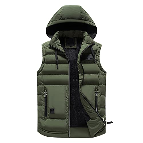 Zqkert Winterjacke Herren Schwarz mit Kapuze Warme Winterjacke Puffer Jacke Steppjacke Jacket Lederjacke Kunstleder Bikerjacke mit Abnehmbarer Kapuze von Zqkert