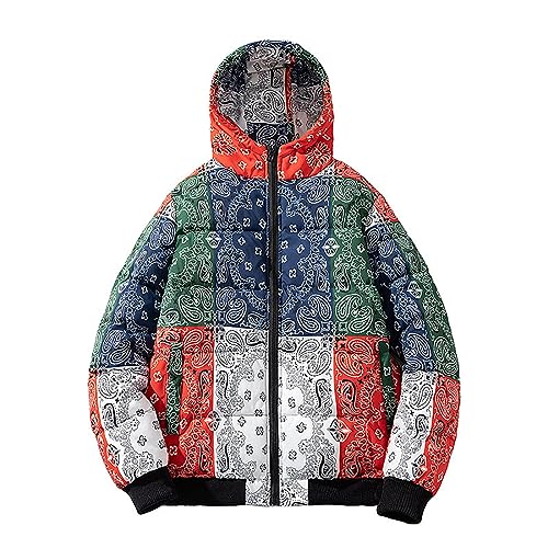 Zqkert Winterjacke Herren Schwarz mit Kapuze in vielen Farben Hooded Puffer Jacket Black Jacke Herren Wege Reißverschluss Abnehmbare Kapuze Logo von Zqkert