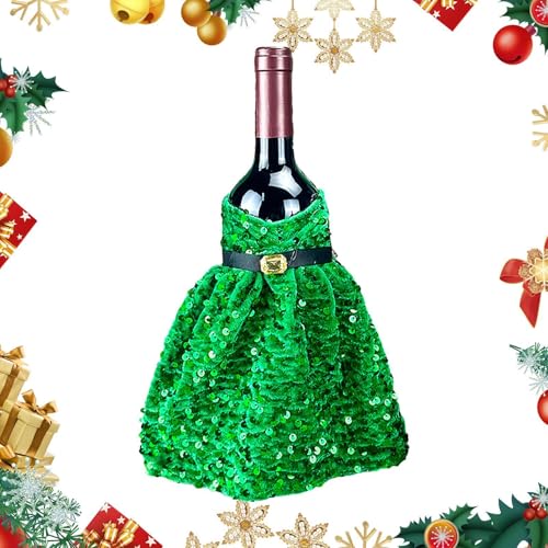 Zqkimzi Christmas Wine Bottle Cover, Christmas Sequin Wine Sleeves, Wine Bottle Dress, Christmas Accessory, Holiday Wine Bottle Sleeve, for Christmas Wedding Birthday, Parties Supplies von Zqkimzi