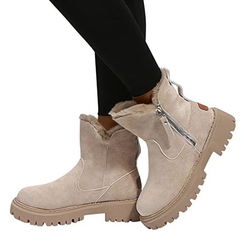 Stiefeletten Damen Elegant Stiefeletten Frauen Halbstiefel Damen Stiefel Schnee Thermal Winter Warm Wasserdicht Mittelhoher Stiefel Damen Schneestiefel Winterstiefel Outdoor Snow Boot Damen Gefütterte von Zshosam