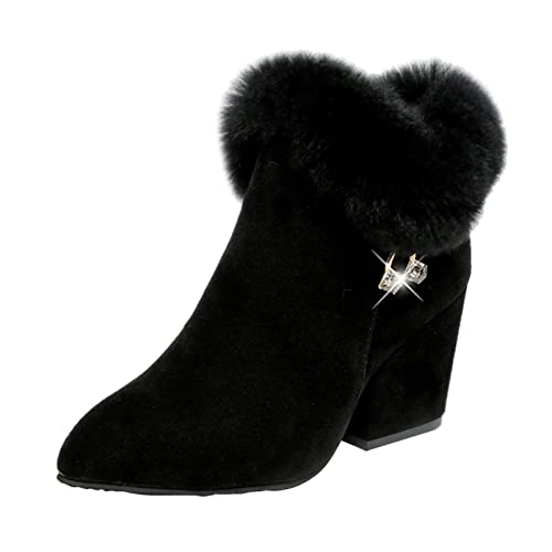 Stiefeletten Damen Klassisch Wildleder Halbstiefel Spitz Schlupfschuhe Niederung Stiefel Mit Schnalle Kurzstiefel Übergangsstiefel Halbhohe Ankle Boots Halbhoch Damenstiefel Schneestiefel a370 von Zshosam