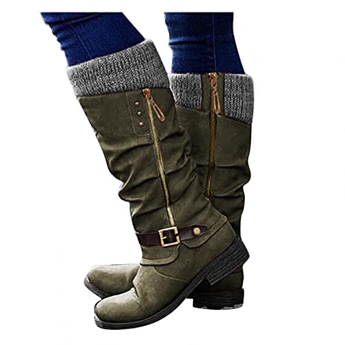 Stiefeletten Damen Modische Warm Lange Stiefel Für Frauen Herbst Winter Reitstiefel Western Stiefel aus Leder Boots Schneestiefel rutschfest Stiefel von Zshosam