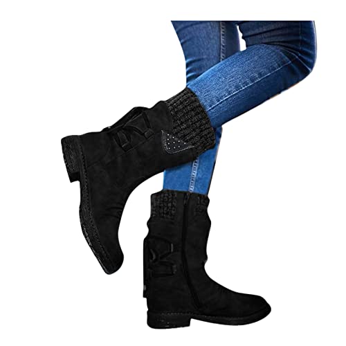 Stiefeletten Damen Schwarz Winter Schneestiefel Damen Schneestiefel Wasserdichtes rutschfeste Sohle Damen Schneestiefel Winterstiefel Outdoor Warm Gefütterte Snow Boot Wasserdicht Wanderstiefel Damen von Zshosam