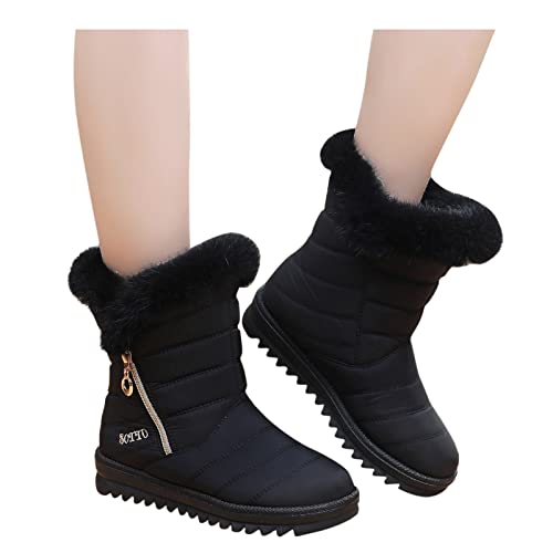 Stiefeletten Damen Schwarz Winterstiefel Warm Gefüttert Winterschuhe Damen Schneestiefel Outdoor Trekking Wanderschuhe Damen Wasserdicht Winterschuhe Damen Gefütterte Snow Boots Damen Schneestiefel von Zshosam