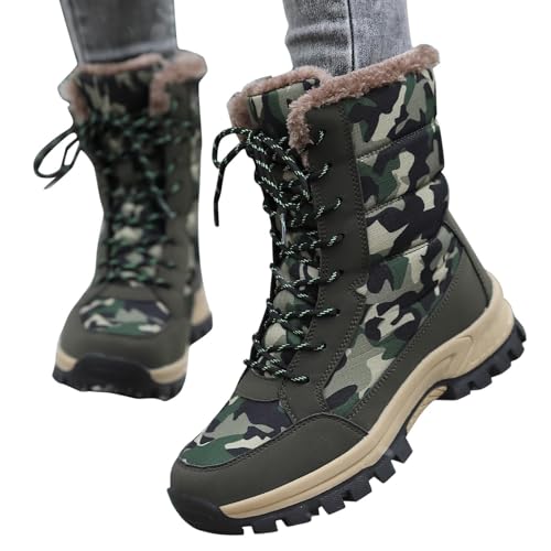 Stiefeletten Damen Vintage Halbschaft Gefütterte Warm Stiefeletten Damen Outdoors Winter Schlupfstiefel Damen Schneestiefel Winterstiefel Warm Gefütterte Snow Boot rutschfeste Wanderstiefel Damen von Zshosam