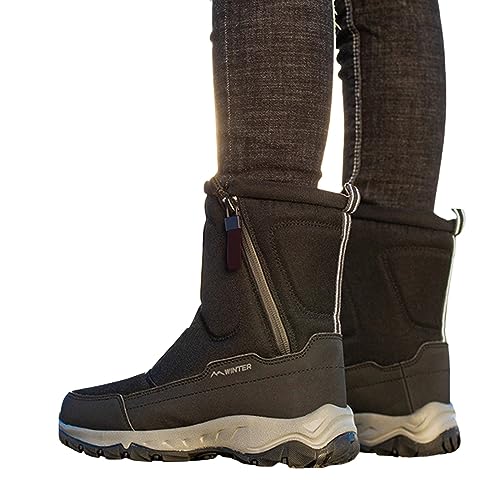 Stiefeletten Damen Vintage Halbschaft Stiefeletten Damen Outdoors Winter Bequem Gefütterte Warm Schlupfstiefel Damen Schneestiefel Winterstiefel Damen Snow Boot rutschfeste Wanderstiefel Damen Winter von Zshosam