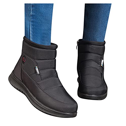 Stiefeletten Damen Winter Warm Schneestiefel Damen Winterstiefel Wasserdicht Warm Gefüttert Leder Stiefel Damen Outdoorschuhe Trekkingstiefel Wanderstiefel Winterschuhe Damen Schneeschuhe Wanderschuhe von Zshosam