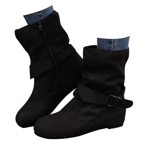 Stiefeletten Damen Winterstiefel Elegant Wildleder Stiefeletten Damen mit Absatz Warm Westernstiefel Damen Stiefel Cowboystiefel Halbhohe Ankle Boots Damen Halbhoch Damenstiefel Winterstiefel Damen von Zshosam