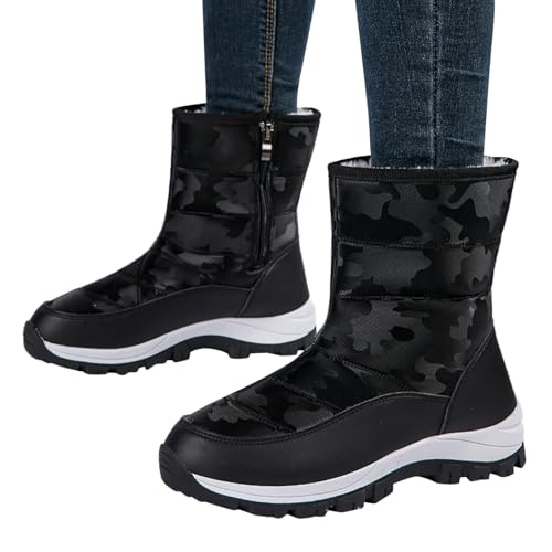 Stiefeletten Damen Winterstiefel Warm Gefüttert Winterschuhe Damen Schneestiefel Damen Outdoor Warm Gefütterte Snow Boot Wasserdicht Wanderstiefel Damen Winterstiefel Anti-Rutsch Wasserdicht Outdoor von Zshosam