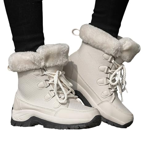 Stiefeletten Damen Winterstiefel Warm Gefüttert Winterschuhe Damen Schneestiefel Wasserdicht Outdoor Trekking Wanderschuhe Damen Schneestiefel Winterstiefel Warme Gefüttert Winterschuhe Leichte Winter von Zshosam