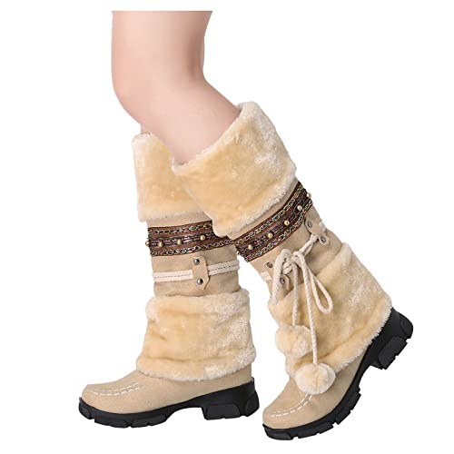 Stiefeletten Damen Winterstiefel Warm Gefütterte Schneestiefel Damen Schnürung rutschfeste Sohle Damen Schneestiefel Warm Gefütterte Anti-Rutsch Wasserdicht Outdoor Winterstiefel Damen Schnee Stiefel von Zshosam