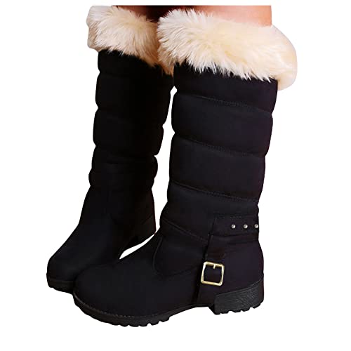 Stiefeletten Damen mit Absatz Winter Warm Schneestiefel Damen Winterstiefel Warme Gefüttert Bequem Winter Boots Damen Waterproof rutschfeste Winterschuhe Damen Schneestiefel Wasserdicht Gefütterte von Zshosam