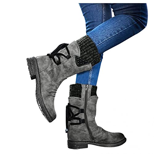 Winterstiefel Damen Gefüttert, Stiefel für Damen Ankle Boots Schneestiefel Warme Boots Winter Stiefeletten Damenschuhe Arbeitsschuhe Winterboots Damen Stiefel Outdoor Flach rutschfeste Wanderschuhe von Zshosam