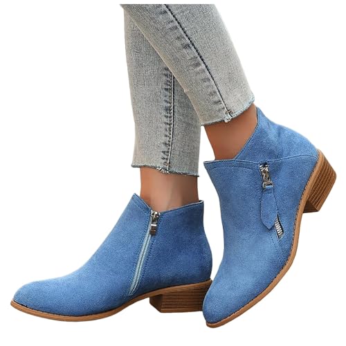 Winterstiefel Damen Retro Kurzstiefel Damen Chelsea Boots Cowboystiefel Damen Stiefeletten Elegant Stiefel Damen mit Absatz Westernstiefel Ankle Boots Halbhoch Damenstiefel Winterstiefel Damenschuhe von Zshosam