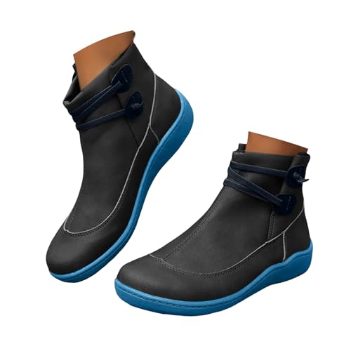 Winterstiefel Damen Vintage Flat Kurzstiefel Damen Chelsea Boots Cowboystiefel Damen Stiefeletten Stiefel Damen mit Absatz Stiefel Damen Plateaustiefel Vintage Kurze Damenstiefel Stiefeletten Stiefel von Zshosam