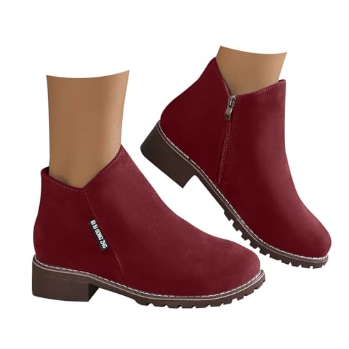 Winterstiefel Damen Vintage Leder Damen Chelsea Boots Cowboystiefel Damen Stiefeletten High Heel Stiefeletten für Damen Chunky Heel Chelsea Boots Frauen Leder Wildleder Stiefeletten Frauen Damenschuhe von Zshosam