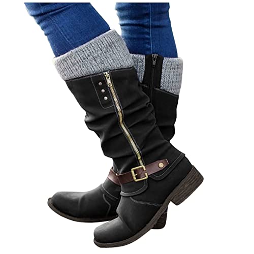 Winterstiefel Damen Winterschuhe Stiefeletten Gefüttert Winterboots Schneestiefel rutschfest Schnürsenkel Outdoor Schwarz Braun Khaki Pink Gr. 36-43 von Zshosam